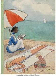 SHERMUND Barbara 1910-1978,A Day at the Beach, The New Yorker, August 5,1944,Heritage US 2021-10-04