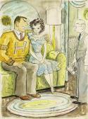 SHERMUND Barbara,Hello Mr. Perkins - isn't it getting past your bed,1945,Swann Galleries 2020-07-16