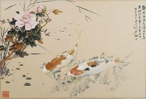 SHI Liu 1900-1900,Gold Fish and Peonies,Rachel Davis US 2013-09-21