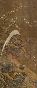 SHI SHEN 1488-1565,Pheasant, Sparrows and Mynah on a Snow-Covered Tree,Christie's GB 2011-05-31