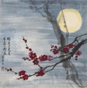 SHIBAI LOU 1918-2010,Peach Blossoms under Moonlight Hanging scroll,Christie's GB 2023-08-29