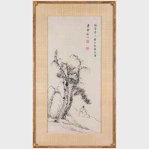 SHIBIAO ZHA 1615-1698,Scholar Under Tree,Stair Galleries US 2024-01-25