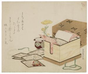 SHIGEMASA Kitao 1739-1820,A box of hyakunin isshu poem cards and an adonis f,Christie's 2022-09-20