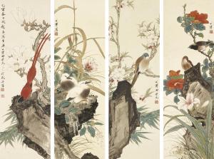 SHIGUANG Tian 1916-1999,Flower and Birds (A set of four scrolls),1945,Christie's GB 2022-12-02