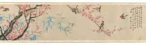 SHIJUN HANG 1696-1773,Sparrows and peach blossoms,Van Ham DE 2016-06-09