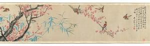 SHIJUN HANG 1696-1773,Sparrows and peach blossoms,Van Ham DE 2016-12-08