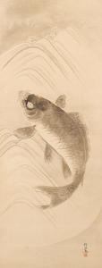 SHIKO Watanabe Kyuma 1683-1755,a carp in water,Bonhams GB 2010-11-11