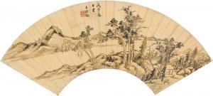 SHIMIN WANG 1592-1680,Fan Landscape,1648,Sotheby's GB 2021-10-12