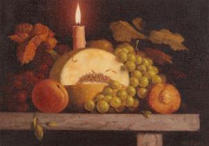 SHINGLER Howard 1953,STILL LIFE, FRUIT & A CANDLE,Ross's Auctioneers and values IE 2023-10-11