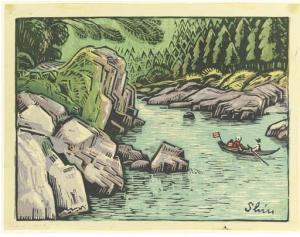 SHINTARO TAKEDA 1886-1957,Boating in a gorge,1933,Christie's GB 2005-03-29