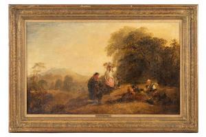 SHIRLEY Henry,Figures resting from the harvest with a landscape ,Dawson's Auctioneers 2023-02-23