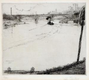 SHIRLOW John Alexander Th 1869-1936,Princes Bridge, Yarra River,Elder Fine Art AU 2021-09-06