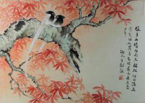 SHIYU WANG 1945-2003,BIRDS ON A TREE,Potomack US 2015-09-26