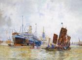 SHOESMITH Kenneth Denton,R.M.S. Monmouthshire in Shanghai harbour,1915,Woolley & Wallis 2013-06-05