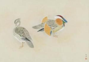 SHOKO Uemura 1902-2001,Mandarin duck in spring,1985,Mainichi Auction JP 2023-04-29