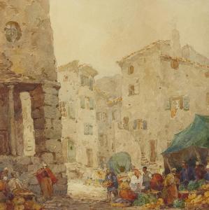 SHOOSMITH Thurston Laidlaw 1865-1933,"A Square, Le Fury", peasant village sc,John Moran Auctioneers 2018-03-12