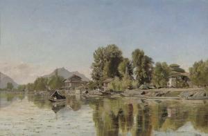 SHORE Frederick William John 1844-1916,Village scene on a river, Northern India, believe,Christie's 2007-05-03
