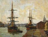 SHORE Robert S 1868-1931,VESSELS ON THE RIVER LIFFEY, DUBLIN,Whyte's IE 2020-12-07