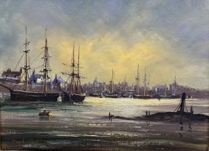 SHORT David 1940,Estuary Scene with Fishing Vessels,Duggleby Stephenson (of York) UK 2023-10-27
