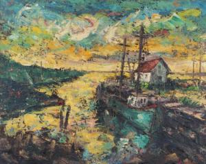 SHOULBERG Harry 1903-1995,harbor scene,Ripley Auctions US 2023-04-29