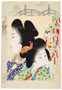 SHOUN Yamamoto,A woman and girl at a festival in Kameido, from th,20th century,Sotheby's 2021-05-28