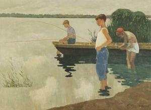 shpolyansky grigoriy pavlovich 1899,Boys Fishing on The Volga,Whyte's IE 2009-12-07