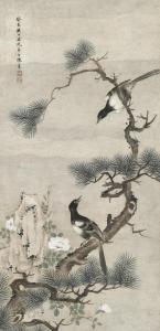 SHU CHEN 1660-1736,Birds and Pine,1703,Christie's GB 2009-05-26