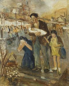SHUHONG CHANG 1904-1994,ARTIST'S FAMILY AFTER THE BOMBING IN CHUNGKING,1942,Sotheby's GB 2014-10-05