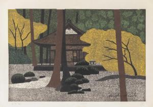SHUKI Okamoto 1807-1862,Depicts a shrine in the forest,1971,Eldred's US 2020-04-14