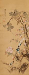 SHUKI Okamoto 1807-1862,pair of birds underneath a tree, a blossoming cher,1860,Lempertz 2021-06-24