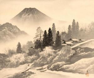 SHUNCHO Yushido 1750-1800,a village beneath Mount Fuj,20th Century,Eldred's US 2018-08-22