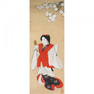 SHUNRIN Katsukawa 1748-1800,MAIDEN IN THE SERVICE OF A SHINTO SHRINE,Waddington's CA 2010-12-13