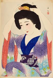 SHUNSEN Natori 1886-1960,Before a Mirror (Kagami no mae ni),20th century,Sotheby's GB 2021-12-14