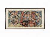 SHUNSHO Utagawa 1830-1854,Triptych of Raiko defeating the Shuten-doji,Auctionata DE 2016-12-16