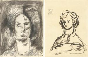 SHUNSUKE Matsumoto 1912-1948,Woman (double-sided work),1946,Mainichi Auction JP 2024-02-03