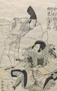 SHUNTEI Miyagawa 1873-1914,two Kabuki actors,1810,Aspire Auction US 2022-09-10