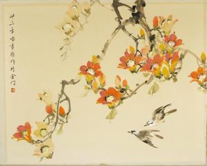 SHUQI ZHANG 1899-1957,Red Silk-tree Flowers and Birds,1944,Bonhams GB 2024-03-19