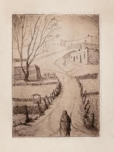 SHUSTER William Howard 1893-1969,Untitled (Approaching Town),Santa Fe Art Auction US 2024-03-13