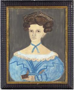 SHUTE Samuel A 1803-1836,A Portrait of a Woman in Blue,1830,Christie's GB 2007-01-18
