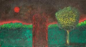 SHUTOV Serguei 1955,Stylised landscape with a tree and a blood-red sun,1981,Duke & Son GB 2021-10-08