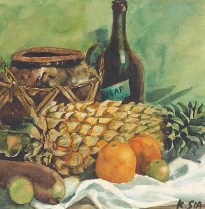 SIA KHAW 1913-1984,STILL LIFE WITH KICAP,Henry Butcher MY 2015-10-04