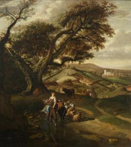 SIBERECHTS Jan,A pastoral landscape with a shepherdess on a donke,1683,Christie's 2023-01-25