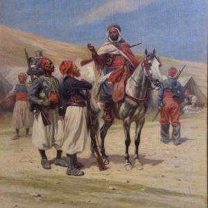 SICARD Nicolas 1846-1920,Arabs on horseback near tent camp,Amberes BE 2022-10-03