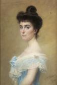 SICARD Nicolas 1846-1920,Portrait of a Young Woman in a Blue Dress,1904,Mellors & Kirk GB 2021-06-08