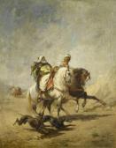 SICARD Nicolas 1846-1920,Two Bedouins on horseback out hunting,Galerie Koller CH 2012-03-30