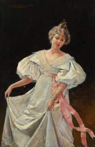 SICHELKOW Valdemar 1848,A young woman in a white dress,1896,Bruun Rasmussen DK 2022-09-05