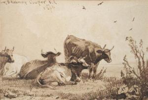 Sidney COOPER Thomas 1803-1902,Cattle with Skylarks on a Summer's Day,1876,Cheffins GB 2010-09-22