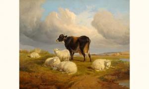Sidney COOPER Thomas 1803-1902,Vache et moutons dans un paysage,Iegor-Hotel Des Encans CA 2006-01-31