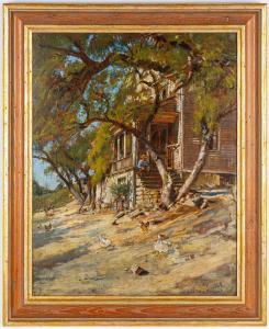 SIEBERT Edward Selmar 1856-1944,Backyard with Chickens Scene,1928,Cottone US 2024-01-24
