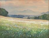 SIECK Rudolf 1877-1957,Blick über Frühlingswiese auf Chiemsee-Landschaft,Zeller DE 2012-09-13